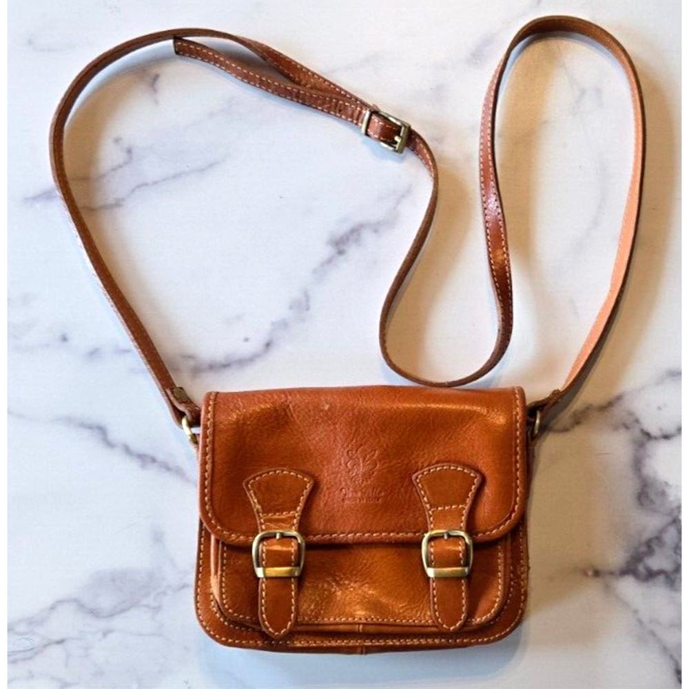 Vintage Borse in‎ Pelle Womens Crossbody Bag Small Cognac Leather Purse Italy
